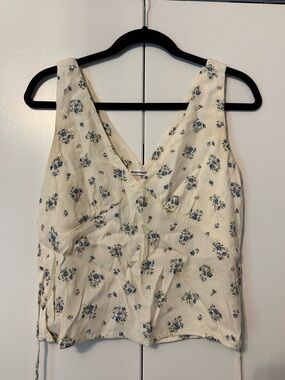 Reformation Cream Floral V-Neck Tank Top